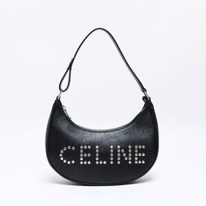 Celine Studded Logo Hobo Shoulder Bag, Black, WS12840